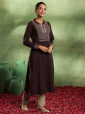 Libas Women'S Wool Yoke Design Straight Kurta (58149W Brown Brown 2Xl