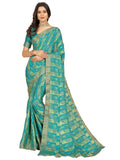 rangita Women Abstract Printed Moss Georgette Saree With Blouse Piece - Green (SIZE 5.5 MTR)