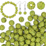 U-LIAN 100 pcs 10mm Rhinestone Beads Olive Green Shiny Round Disco Ball Beads Bulk Polymer Clay Rhinestone Beads Round Crystal D
