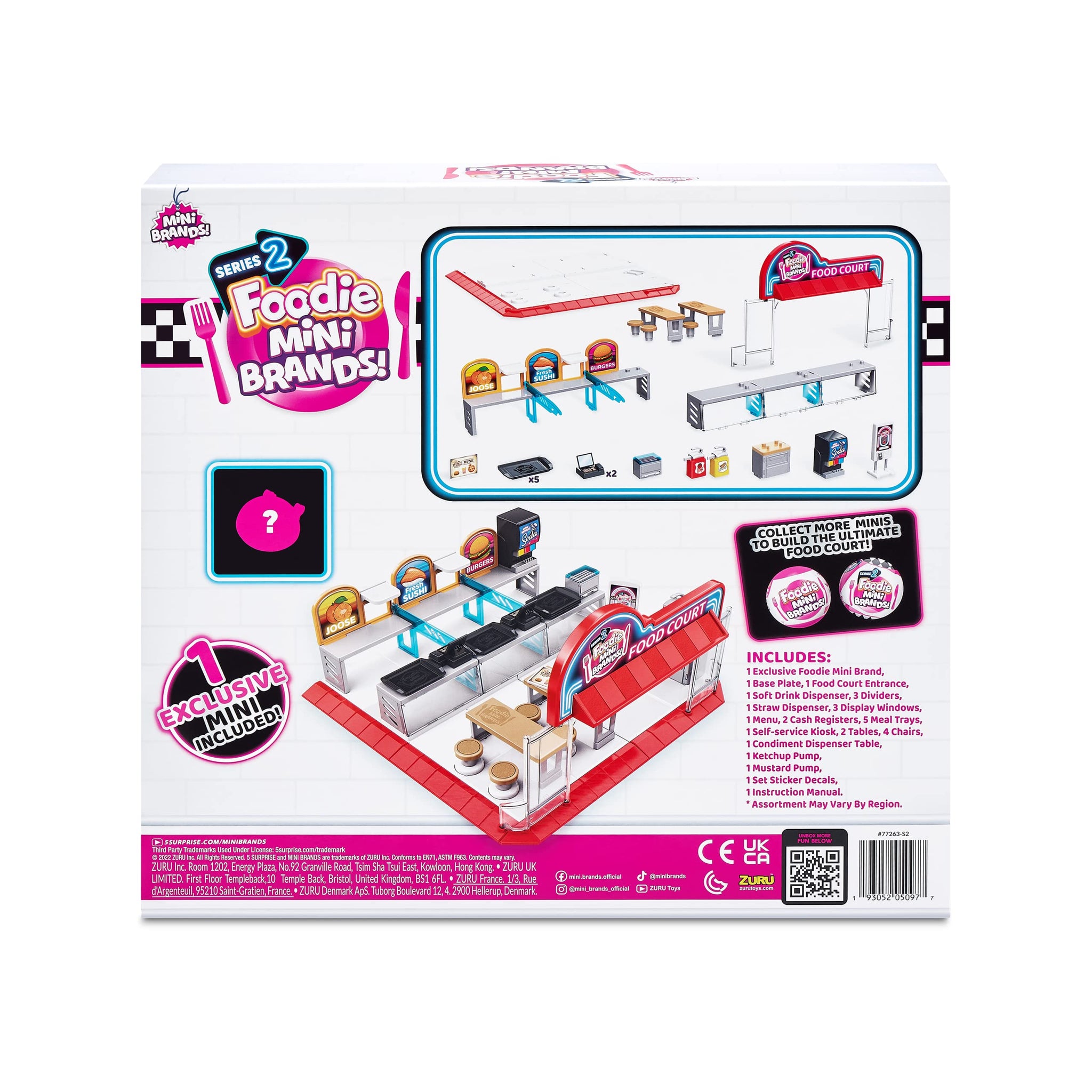 Mini Brands Foodie Series 2 Food Court Playset with 1 Exclusive Mini by ZURU - Includes Real Mini Fast Food Brands Collectibles,