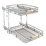 Kitstorack Pull out Cabinet Organizer, 2 Tier Heavy Duty Smooth Sliding Under Cabinet Shelves for Pots and Pans,Roll out Drawers