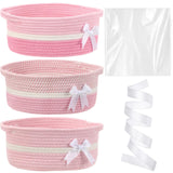 Colingmill 3 Pack Halloween Small Bow Woven Basket Empty with Handles Gift Bags and Ribbon 12 x 8 x 5 Gift Baskets to Fill Stora