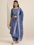 Libas Women'S Cotton Kurta Sets (400550_Blue_L)