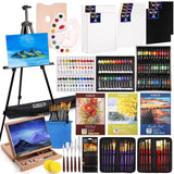 ESRICH 141PCS Deluxe Artist Painting Set, Painting Supplies with 84 Paint(Oil, Watercolor,Acrylic Paint) Metal and Wooden Easels