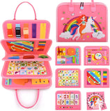 Busy Board for 1 Year Old Sensory Toys for Toddlers 1-3 Montessori Learning Busy Book for Boys Girls Preschool Toys Gift (Pink)