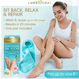 Moisturizing Socks - Premium Gel Silicone Aloe Foot Spa Socks (Up to Size 8.5) Infused with Vitamin E & JoJoba Oil - Self Care G