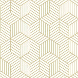 RoomMates RMK10704WP Metallic Gold Striped Hexagon Peel and Stick Wallpaper