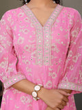 Rangita Pink Chanderi Embroidered Calf Length Anarkali Kurti | Kurta For Women_Xl