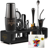 Elite Mixology Bartender Kit 20-Piece Boston Cocktail Shaker Set for Mixing with Stand- Indestructible Bar Accessories Bartendin