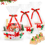 Funnymoom 3 Set Christmas Gift Basket Empty Small Woven Basket with Gift Bag Bow Ribbon Xmas Card 12 x 8 x 5 Cotton Rope Storage