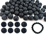 12mm Black Clay Rhinestone Beads - 58pcs Sparkly Pave Disco Ball Round Diamond Bling Loose Spacer Beads for DIY Jewelry Making, 
