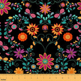 Feelyou Mexican Style Fabric by The Yard, Exotic Birds Floral Leaves Upholstery Fabric for Chairs, Colorful Phoenix Flowers Bota
