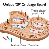 Mainstreet Classics Wooden ''29'' Cribbage Board Game Set