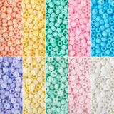 Beadthoven 1600pcs 4mm Glass Seed Beads for Jewelry Making 6/0 Pastel Candy Color Frosted Matte Opaque Round Tube Loose Pony Bea