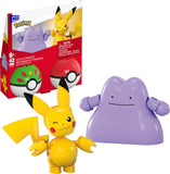 MEGA Pok mon Action Figure Building Toys Set, Pok  Ball 2-Pack, Pikachu and Ditto with 42 Pieces, for Kids
