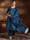 Libas Women'S Silk Blend Solid Kurta Set (39054_Teal Teal M