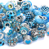 80 Pcs Assorted European Large Hole Beads, Spacer Glass Beads Rhinestone Metal Macrame Charms Supplies for DIY Crafts Bracelets 