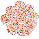 Gejoy 50 Pieces Rainbow Multicolor Confetti Balloons 12 Inches Latex Balloon with Bright Colorful Confetti Pre-Filled for Weddin