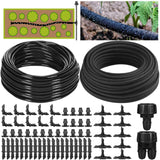 Innconee Drip Irrigation Kit 1/4 Inch Soaker Hose 200ft 1/4 Inch Drip Irrigation Tubing 100ft with Various Accessories Distribut