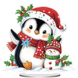 Sitsink Christmas Diamond Art Tabletop Kit - Snowman Penguin Diamond Art Kit for Adults Desktop Decorations Ornament, Red Snowma