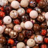 BERMRO 16mm Acrylic Bead 100pcs Brown Focal Spacer Bead Chunk Bubblegum Beads for DIY Crafting Necklace Bracelet Jewelry Making 