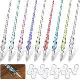 Outus 9 Pieces Glass Dip Pen Handmade Glass Signature Pen High Borosilicate Glass Crystal Vintage Dip Pen with 9 Pieces Pen Hold