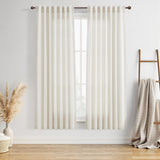 BOODII Linen Curtains 84 Inch Long for Living Room Natural 2 Panels