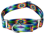 Country Brook Petz - Tie Dye Flowers Martingale Dog Collar - Groovy Collection Featuring Far Out Designs (1 Inch, Extra Large)
