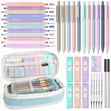 Nicpro 39 PCS Aesthetic School Supplies with Cute Pen Case, 12 Pastel Highlighters, 5 Black Ink Gel Pens, 6 Mechanical Pencils S