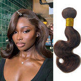 DSEKCAIN 4# Body Wave Bundles Human Hair Only One 12 Inch Single Bundle Chocolate Brown Color Body Wave 100% Real Human Hair And