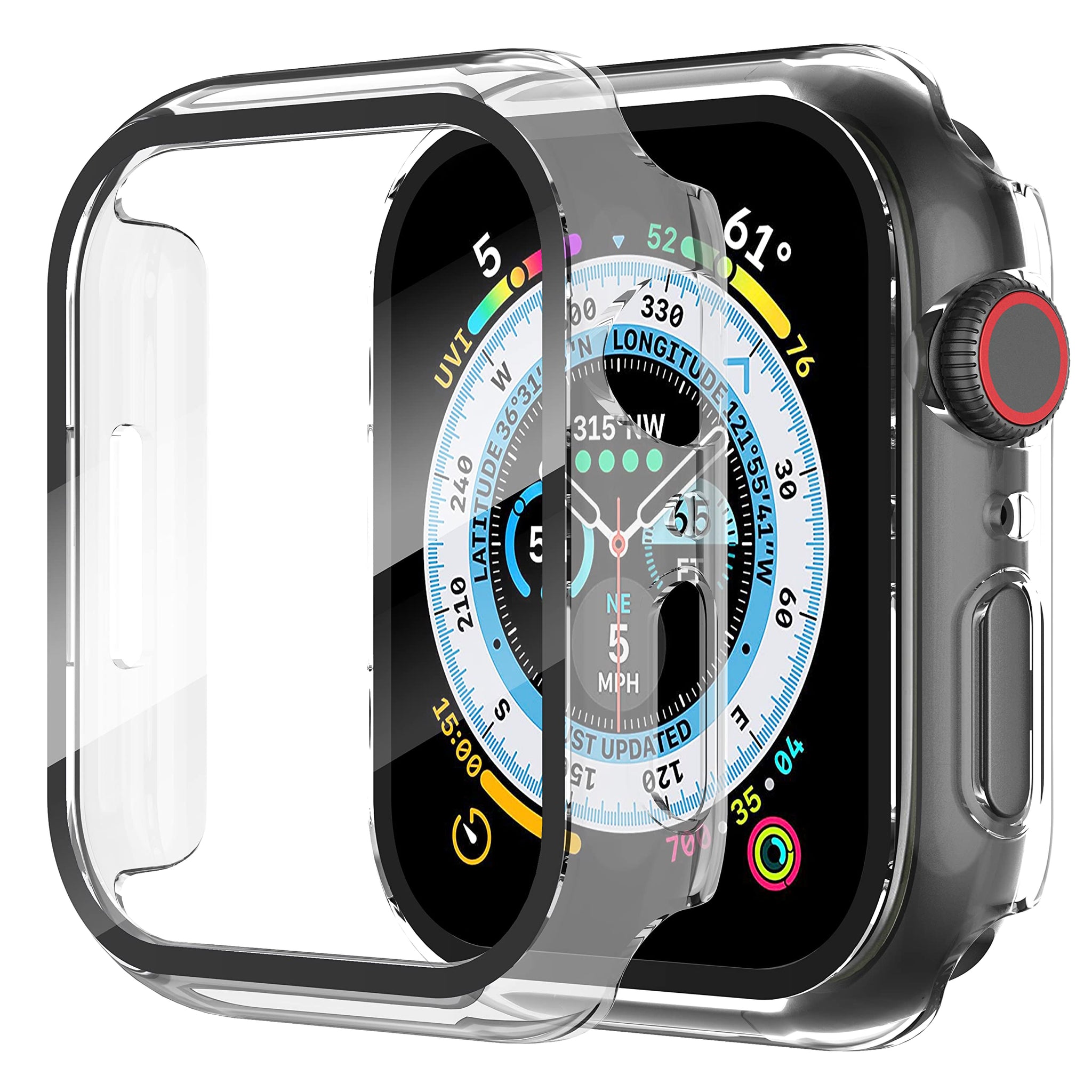 Suoman 2-Pack for Apple Watch 44mm Screen Protector Case,for iWatch Series 8/7/6/5/4/Series SE/SE 2 44mm Protection Cover All-Ar