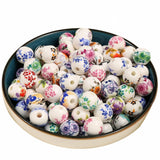 HERZWILD 100pcs Colorful Ceramic Beads Set - 10mm Flower, Porcelain, DIY Schmuck Arts Crafts Necklace & Bangle