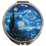 Portable Makeup Compact Double Magnifying Mirror Cosmestic Foldable Pocket Style Unique Mother of Pearl Design (Starry Night)