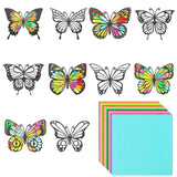 MixTeach 50 Pieces Butterfly Suncatcher Kit, 10 Types DoubleSided Stained Glass Effect Paper 6.3 x 4.3 Inch With 30 Pieces Colo