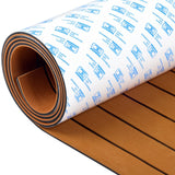 OCEANBROAD Boat Flooring EVA Foam Self-Adhesive 96''x21.6'' Faux Teak Marine Boat Decking Sheet for Jon Boats Yacht Floor, Brown