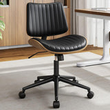 YaFiti Home Office Chair with Wheels, Armless Office Desk Chair Height Adjustable, Swivel Rolling Modern Walnut Mid Back Compute