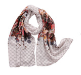 Icw WomenS Printed Uv Protection Floral Scarf Stoles Shawl Head Scarves Wrap For Girls (Size 90 X 180 Cm) (White)