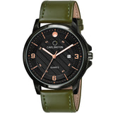 Carlington Analog Men'S Wrist Watch With Leather Strap - Ct 1050 Greenblack