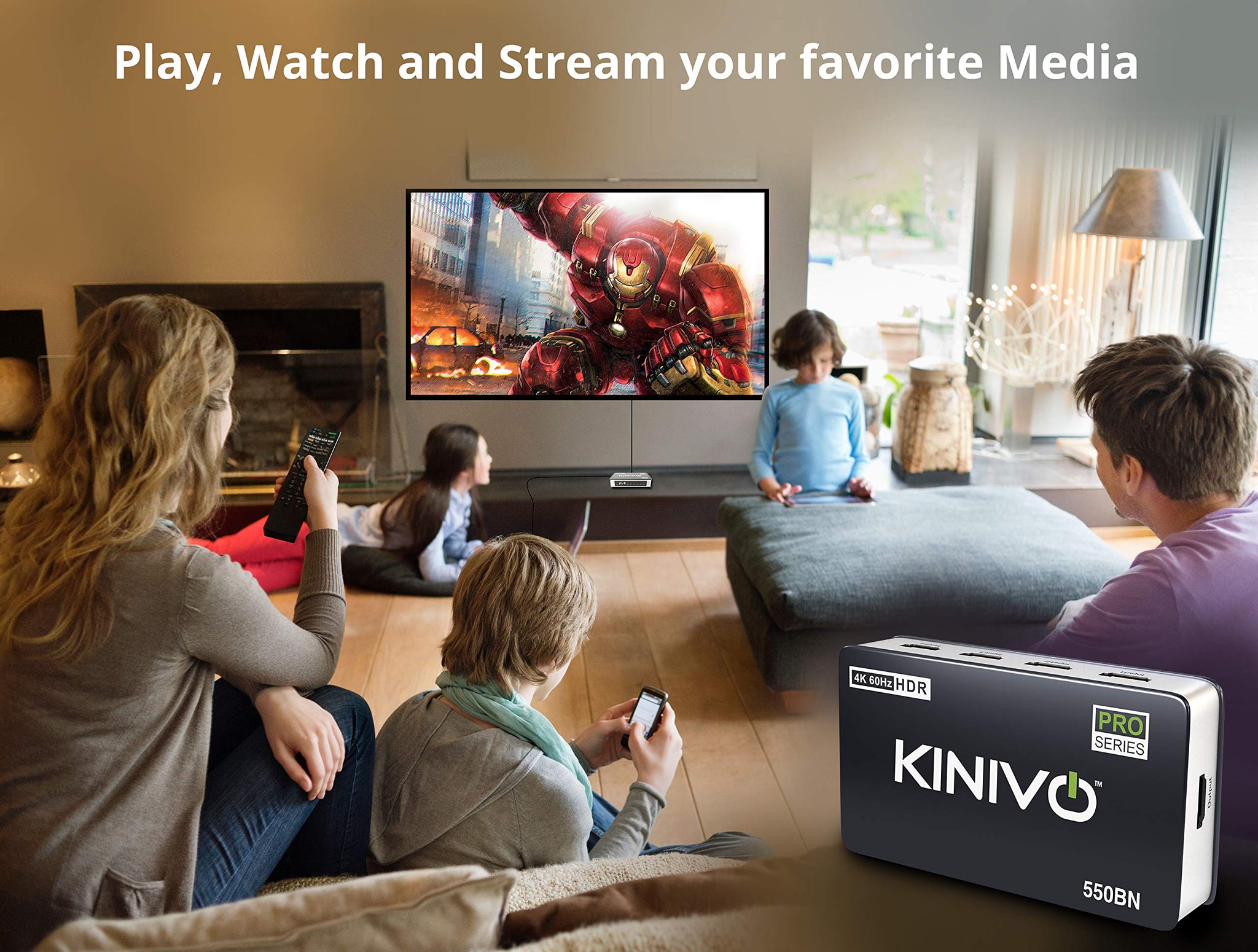 Kinivo HDMI Switch 4K HDR 550BN (5 in 1 out, 4K 60Hz HDR, HDMI 2.0, High Speed 18Gbps, IR Remote, HDCP) - Compatible with Roku,