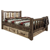 Montana Woodworks Homestead Collection Twin Storage Bed With Laser Engraved Bear Design, Stain & Clear Lacquer Finish