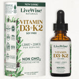 Vitamin D3 with K2 Liquid Drops, All Natural, Non-GMO, 1208iu D3 and 25mcg K2 (mk7) per Serving, Support Your Bones, Immune Syst
