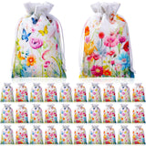 Supervitae 30 Pcs Wildflower Burlap Gift Bags with Drawstring 4 x 6 Inch Spring Summer Floral Party Favor Wrapping Small Jewelry