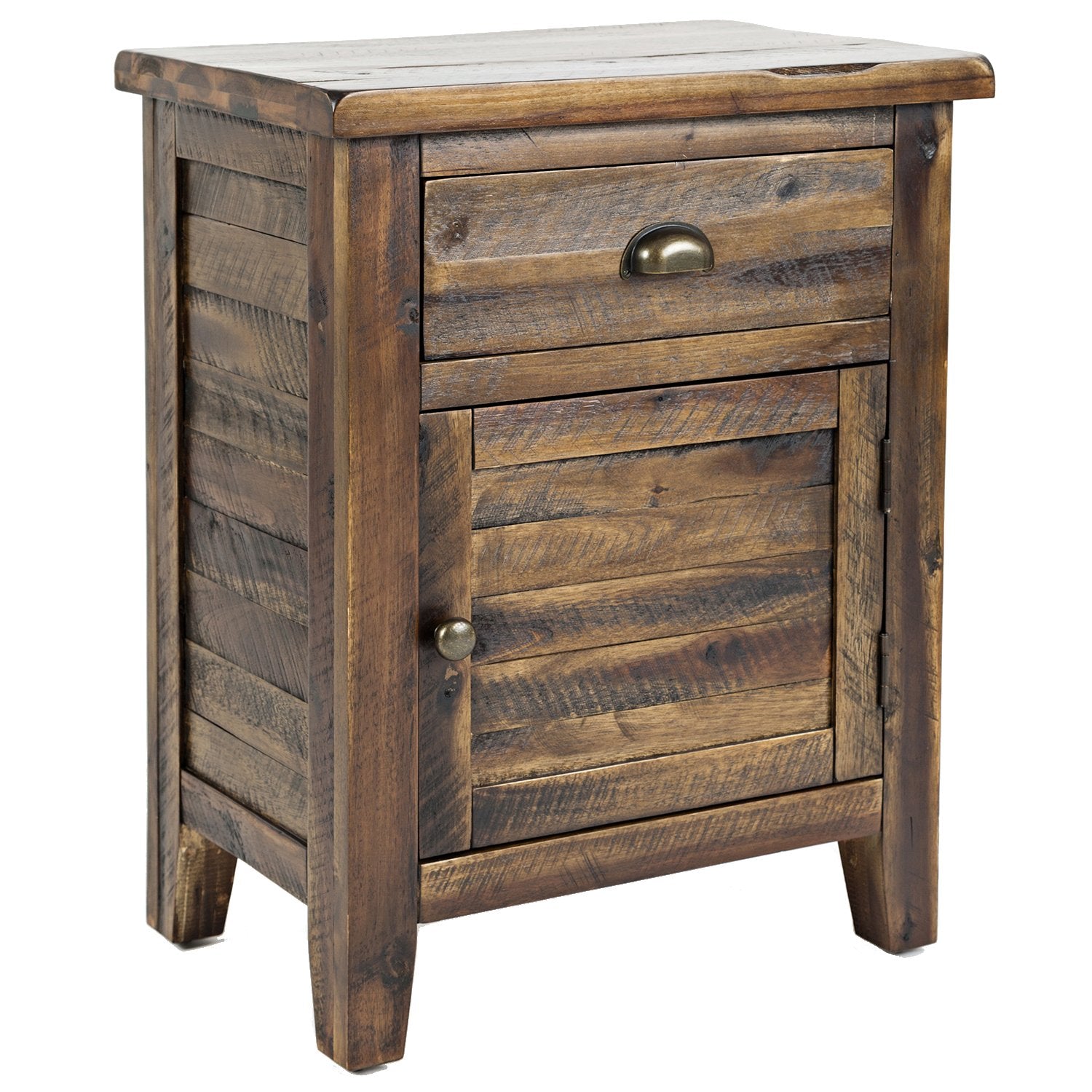 Jofran Artisan'S Craft Farmhouse Distressed 20 End Table Nightstand With Storage Cabinet, Dakota Oak