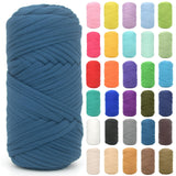 Tshirt Yarn for Crocheting,Denim Blue T Shirt Chunky Elastic Fabric Thick T-Shirt Crochet Yarn for Beginners Crocheting Hand Kni