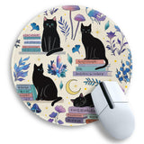 Gctriki Cute Black Cat Mouse Pad, 8.6 Round Funny Mousepad with Stitched Edge & Non-Slip Base, Comfortable Mouse Pads for Comput