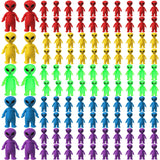 CroBlissful 25 Pcs Halloween Mini Alien Figures Bulk Colorful Glow in The Dark Small Tiny Little Alien Figurines for Space Party