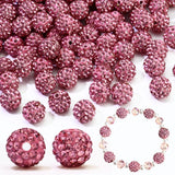 Dowarm 110PCS 10MM Pink Rhinestone Beads for Jewelry Making, Round Rhinestone Clay Beads for Crafts Bracelet Baseball Necklace B