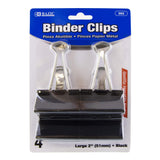 BAZIC Binder Clips Large 2 Inch (51mm) Black, Paper Clamps Paper Clip, Paperclips for Office School Supplies Home Kitchen (4/Pac