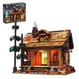 TYCOLE Wood Cabin Building Blocks Set with LED Lights, Autumn House Building Toys, Log Cabin Construction Kits, Stem Forest Tree