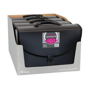C-Line 21-Pocket Poly Expanding File With Handle, Includes Tabs, Locking Closure, Legal Size, Black (58320)